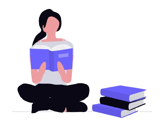 Girl reading books illustration